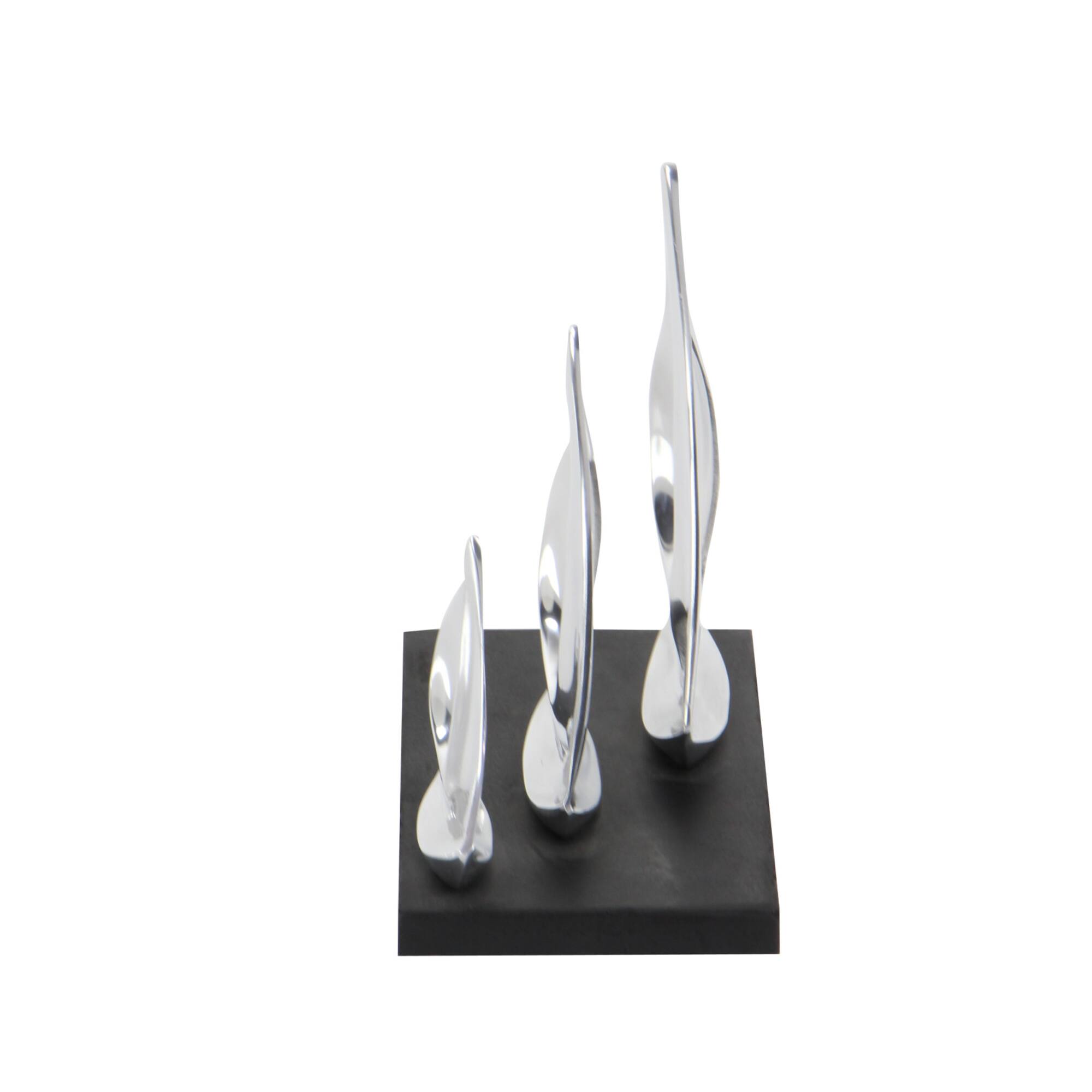 11" Silver Sail Boat Coastal Sculpture